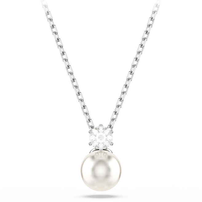 스와로브스키 여성용 매트릭스 로듐 크리스털 펄 목걸이 선물 패키지 5693897