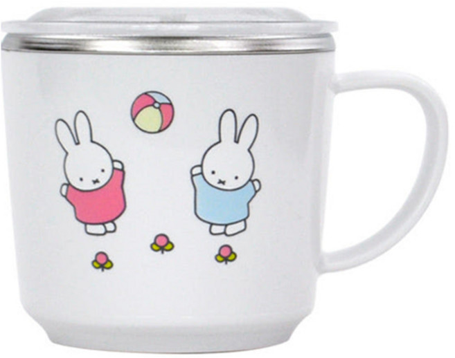 유아용 미피 논슬립 꼬마 뚜껑 스텐 손잡이컵, 혼합색상, 1개, 200ml