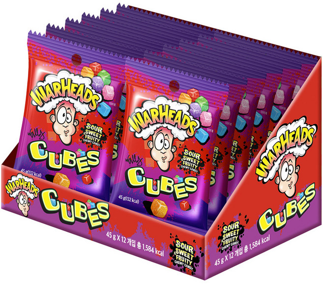 워헤즈 큐브즈 사우어 젤리, 45g, 12개