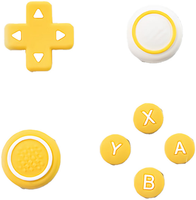 호후 닌텐도 스위치 라이트 실리콘 스틱 커버 + 버튼 커버 캡 세트, 옐로, 1세트