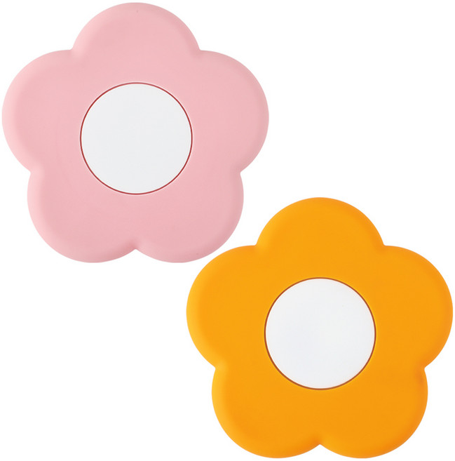 이와이엔스토리 마카롱 꽃 실리콘 냄비 받침 2종 세트, 핑크, 오렌지, 1세트