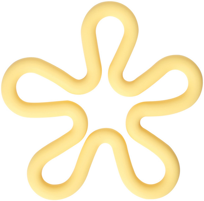 이지실리 파스텔 컬러 실리콘 웨이브 플라워 냄비받침, 옐로우, 1개