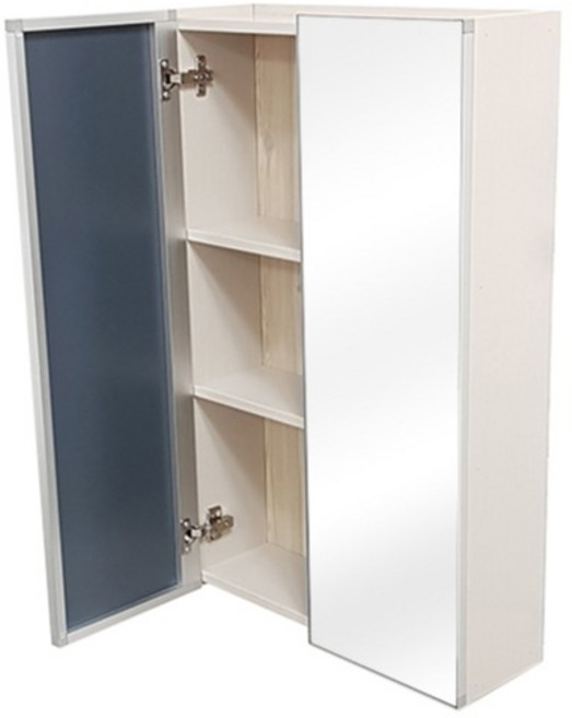 PlusBrand 누드 거울 2도어 욕실 수건수납장, 아이보리, 1개