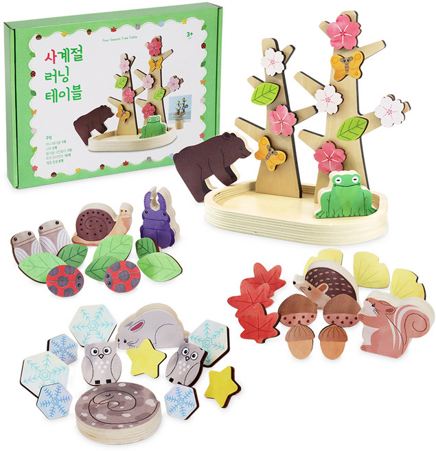 가베가족 사계절 러닝 테이블 원목블록 48p, 혼합색상, 1개