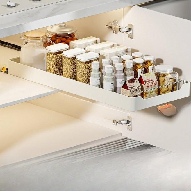 셀리빙 양념통 정리 주방 싱크대 슬라이딩 선반, 화이트, 1개
