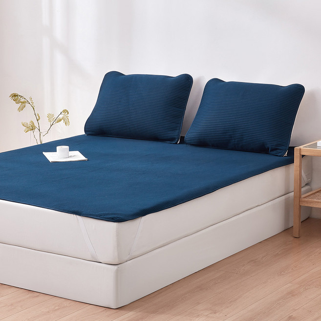 타카타카 간편교체 소프틴 무봉제 밴딩 침대패드, 오션네이비