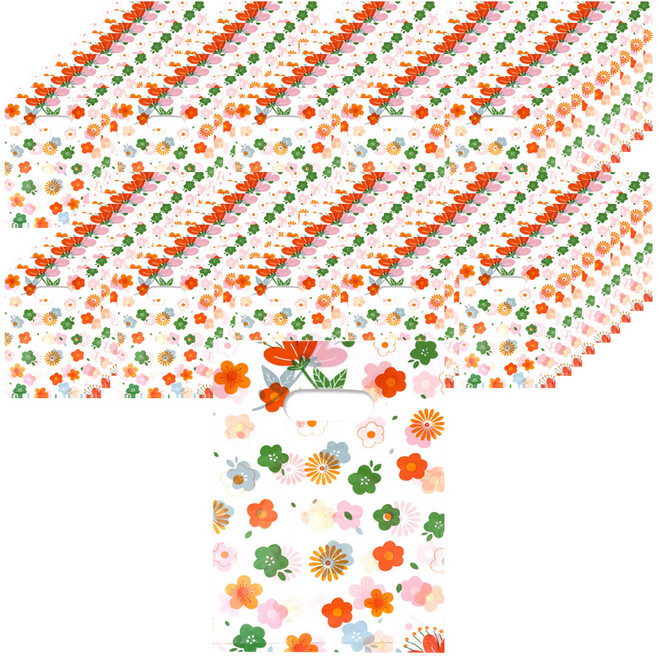 아이엔피 PE손잡이 링봉투, 플라워, 100개