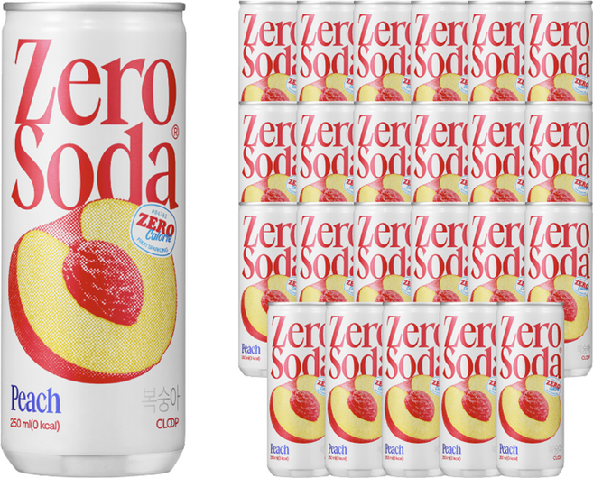 클룹 제로소다 복숭아, 250ml, 24개