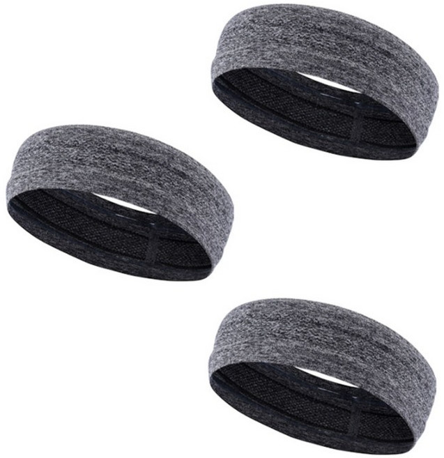 실리콘 스포츠 운동 헤어밴드, 그레이, 3개
