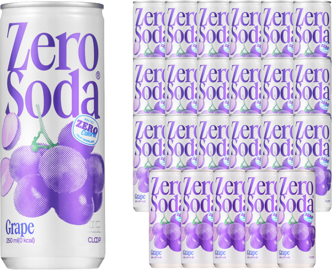 클룹 제로소다 포도, 250ml, 24개