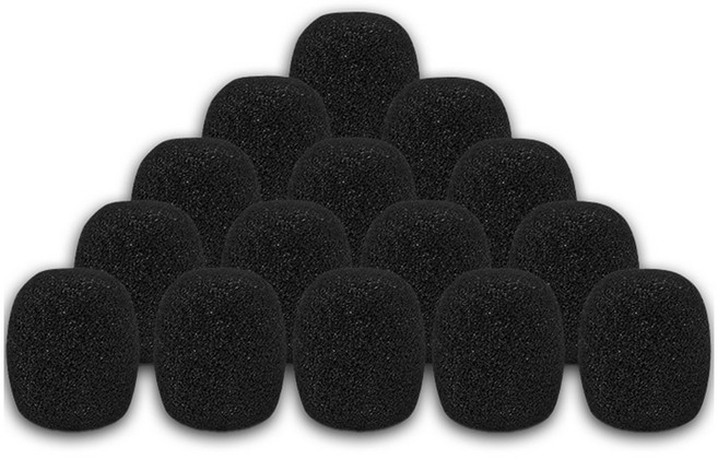 마다꾸미 핀 마이크 스펀지 커버, 블랙, 15개