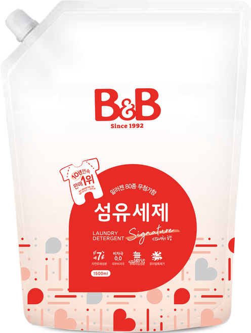 비앤비 유아 섬유 세제 알러젠프리향 캡리필형, 1.5L, 1개