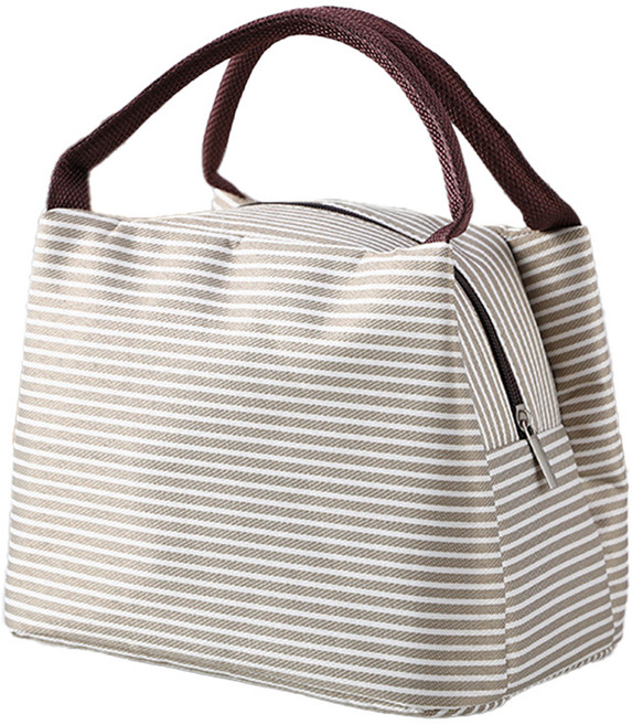 하비에 스트라이프 도시락 런치백, 아이보리, 1개