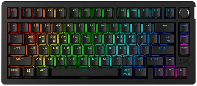 하이퍼엑스 알로이 라이즈75 기계식 무선 게이밍 텐키리스 키보드, 블랙, HXKB234 / 91Y91AA, 적축 - 쿠팡