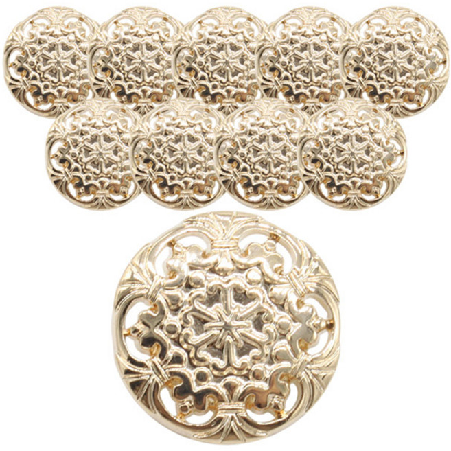 동대문단추왕 눈꽃 단추 21mm, 골드, 10개