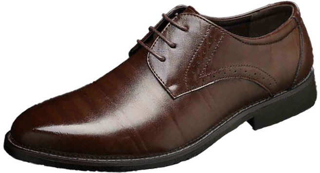 Basic Step 男士亮面尖頭正裝皮鞋 EF115