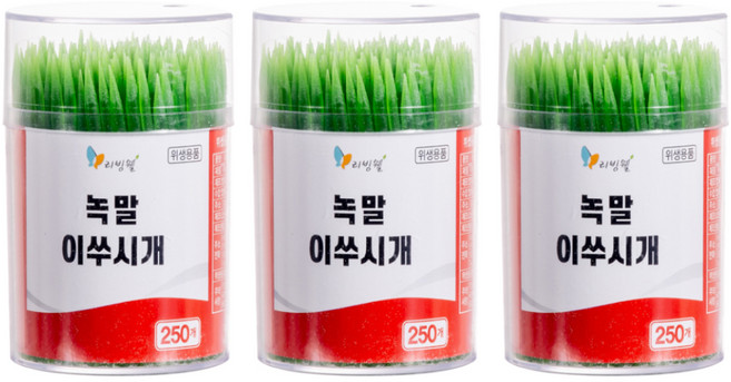 리빙웰 프리미엄 원통 녹말 이쑤시개, 3개, 250개입