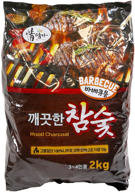 정담아 UH홈데코 깨끗한 바베큐용 참숯, 1개, 2kg