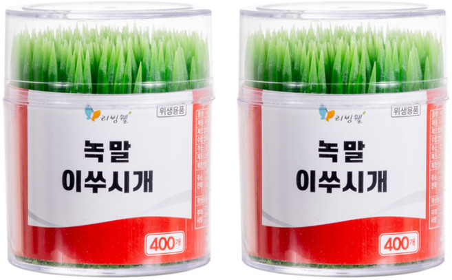 리빙웰 프리미엄 원통 대용량 녹말 이쑤시개, 2개, 400개입