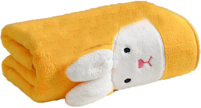 원이네 부드러운 토끼 샤워 바스타월 370g 극세사, 옐로우, 1개