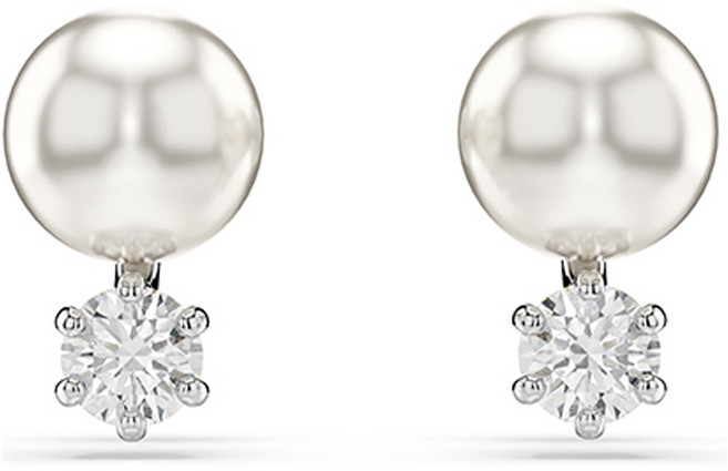 스와로브스키 Matrix 로듐 크리스털 펄 스터드 귀걸이 세트 5694225