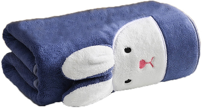 원이네 부드러운 토끼 샤워 바스타월 370g 극세사, 불루, 1개