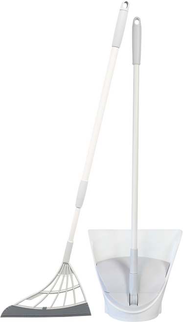 쓰리잘비 길이조절형 빗자루 + 쓰레받기 세트, 1세트, 그레이