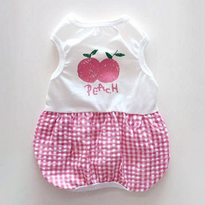 개꿀이냥 강아지 과일 체크 올인원 HDAL00438, 핑크, 1개