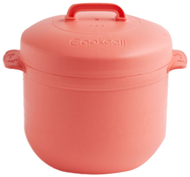 쿡셀 전자레인지용 제퍼볼 미니 저당밥솥 용기 1.5L, 코랄핑크, 1개