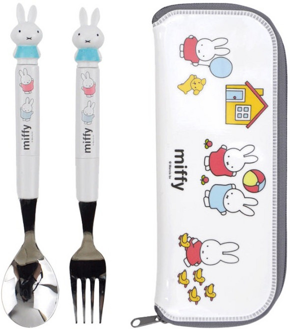 키친유 미피 마스코트스푼포크 케이스 세트, 혼합색상, 1세트, 스푼 + 포크 + 케이스