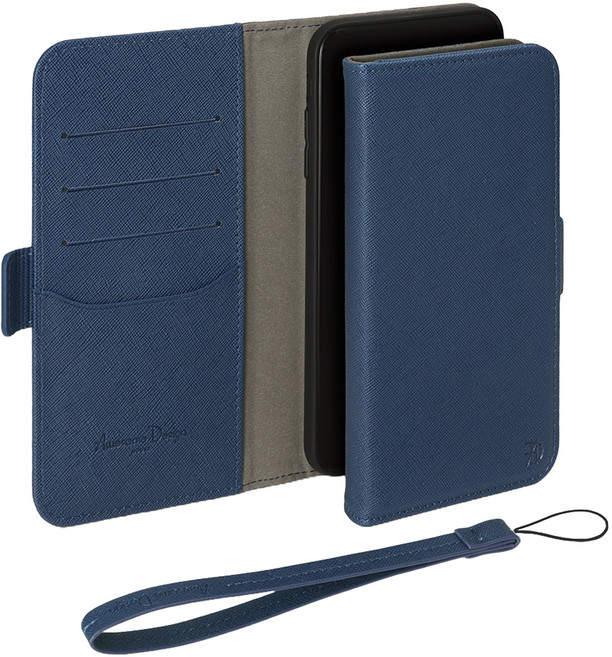 어썸디자인 수제 가죽 오블리크 지갑 케이스 + 핸드 스트랩 세트