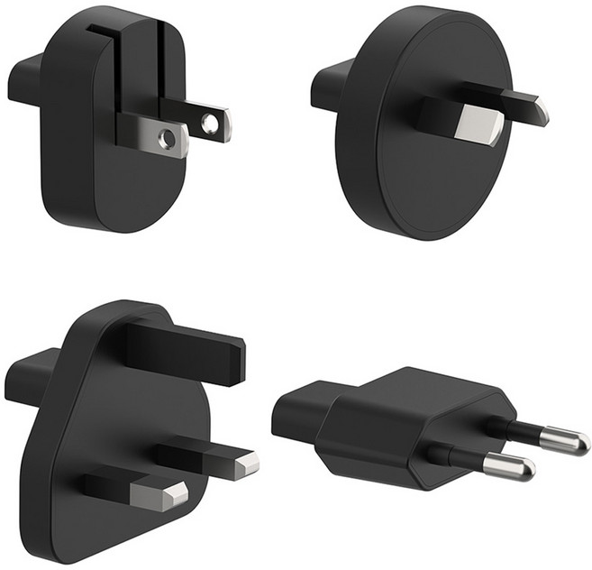 벨킨 하이브리드 휴대용 충전기 호환 여행용 변환 어댑터 플러그 세트 BPZ003btBK-V2, 블랙, 1세트