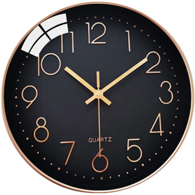그래다다 타임아트 북유럽 감성 무소음 무브먼트 벽시계 25cm, 블랙 + 골드
