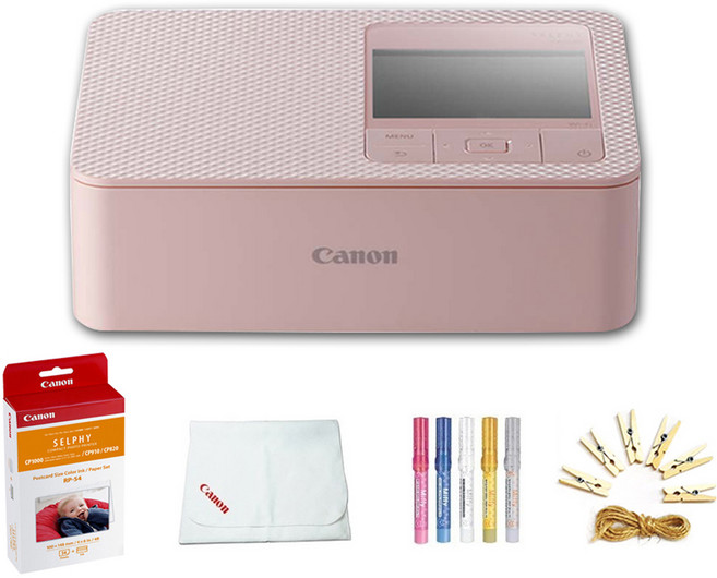 캐논 포토프린터 CP1500 + 엽서사이즈 RP-54 + 포켓파우치 + 포토라인 + 미피펜 랜덤발송 세트, 핑크