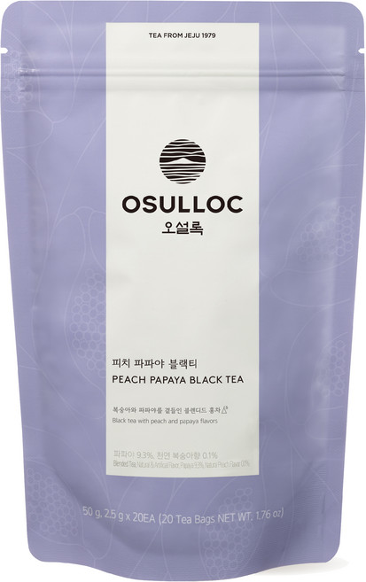 오설록 피치 파파야 블랙티 피라미드 티백, 2.5g, 1개, 20개입