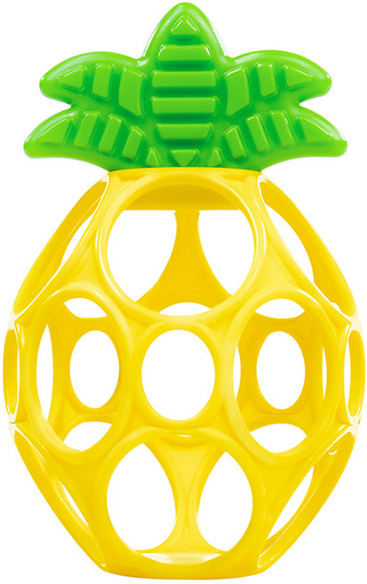 오볼 유아용 파인애플 과일 치발기 촉감발달완구, 옐로우, 1개