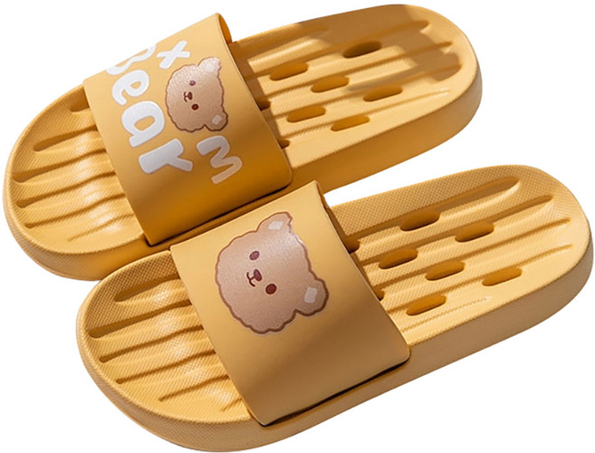 도림 곰돌이 미끄럼방지 물빠짐 EVA 욕실 슬리퍼, 옐로우, 1개