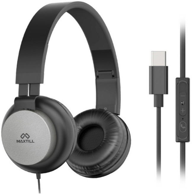 MAXTILL 語言學習 線上課程 教育學習用 有線 Type-C USB 耳機麥克風, GM-HC60, 黑色