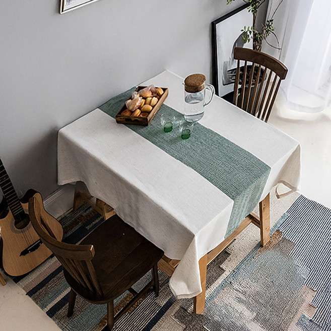 알럽홈 배색 포인트 정사각형 식탁보, 그린, 1개, 60 x 60 cm