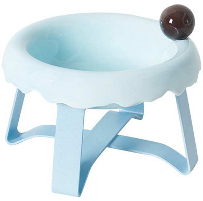 파스텔펫 반려동물 초코볼 세라믹식기 받침대, 블루, 1개