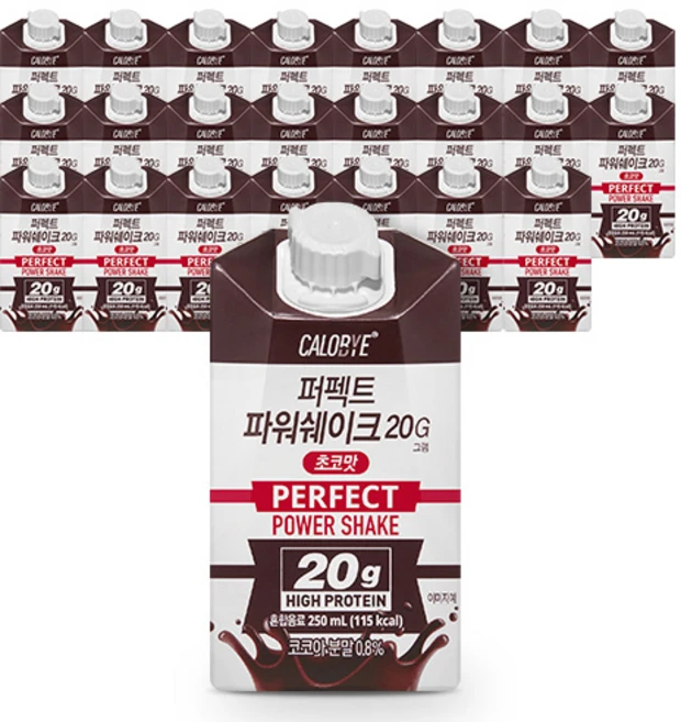 칼로바이 퍼펙트 파워쉐이크 초코맛 20g, 250ml, 24개 - 쿠팡