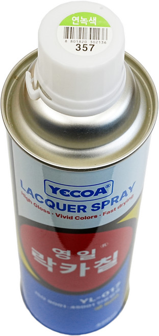 예코아 영일 락카 페인트 스프레이, YL-357 연녹색, 420ml, 1개