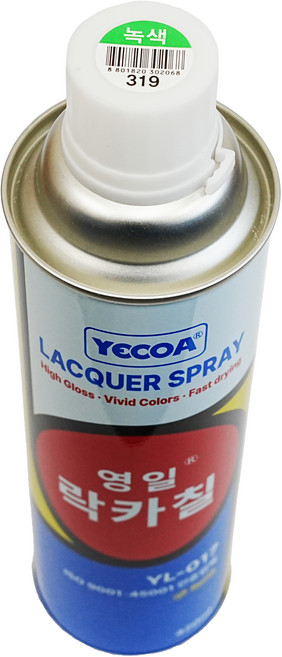 예코아 영일 락카 페인트 스프레이, YL-319 녹색, 420ml, 1개