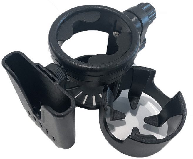 루넬 2구 핸드폰 이중 잠금 부가부 줄즈 리안 호환 까꿍 유모차 컵홀더, 블랙, 1개