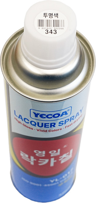 예코아 영일 락카 페인트 스프레이, YL-343 투명색, 420ml, 1개
