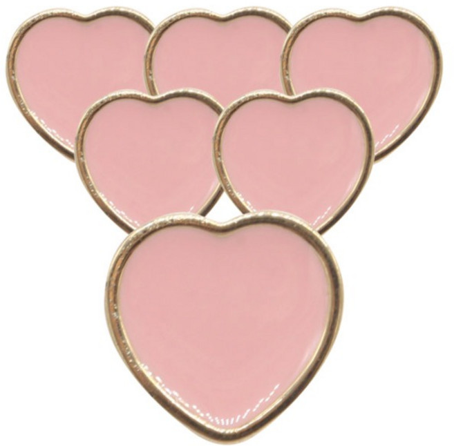 동대문단추왕 하트에폭 단추 20mm, 핑크G, 6개