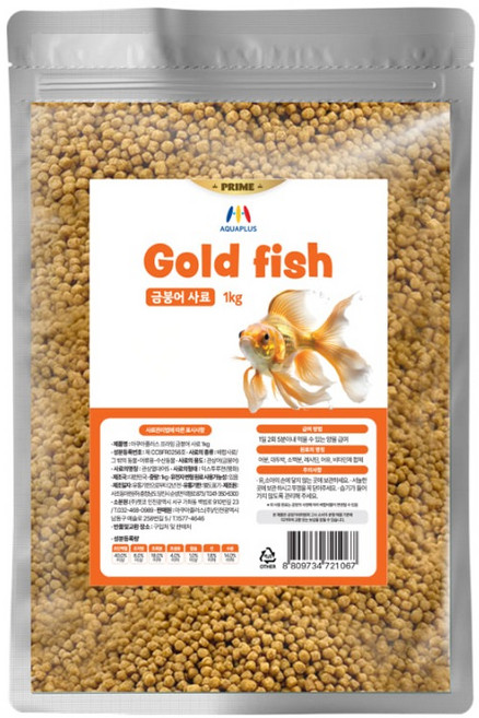 아쿠아플러스 프라임 금붕어 사료, 1kg, 1개