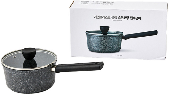 모던하우스 인덕션 레인포레스트 스톤코팅 편수냄비, 18cm, 블랙, 1개