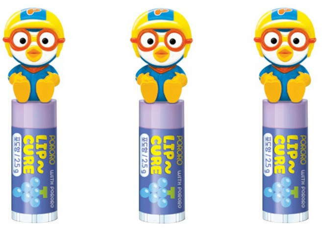 케이엠제약 뽀로로 피규어 립밤, 포도향, 3개, 2.5g