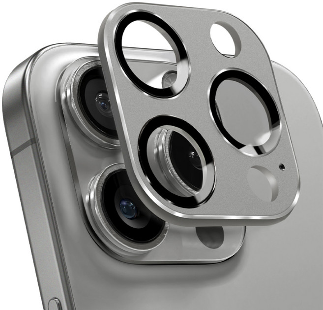 아이몰 아이폰 카메라 렌즈 빛번짐 방지 일체형 풀커버 강화유리 메탈 보호필름 내추럴, 1개